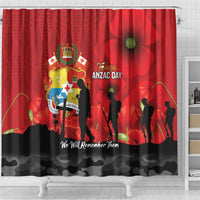 Tonga ANZAC Day Shower Curtain Ngatu Pattern We Will Remember Them