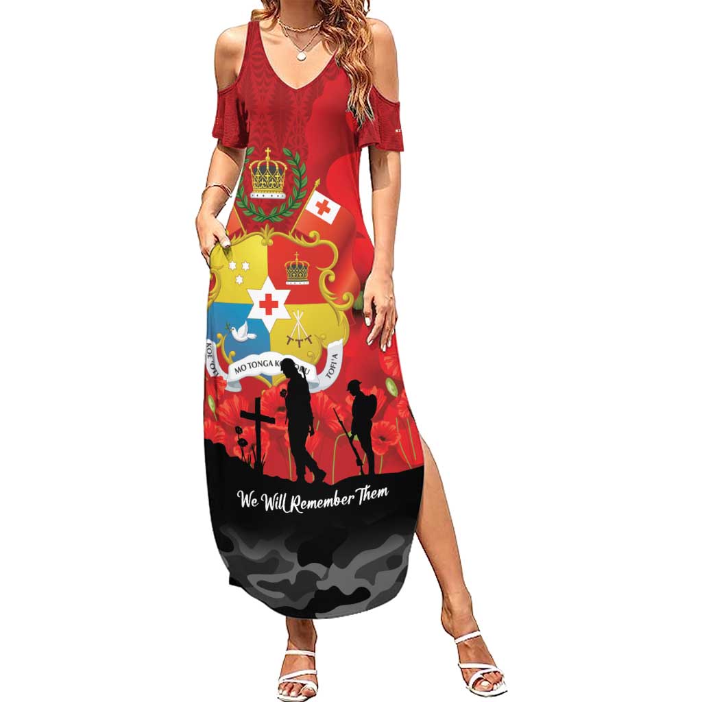 Tonga ANZAC Day Summer Maxi Dress Ngatu Pattern We Will Remember Them