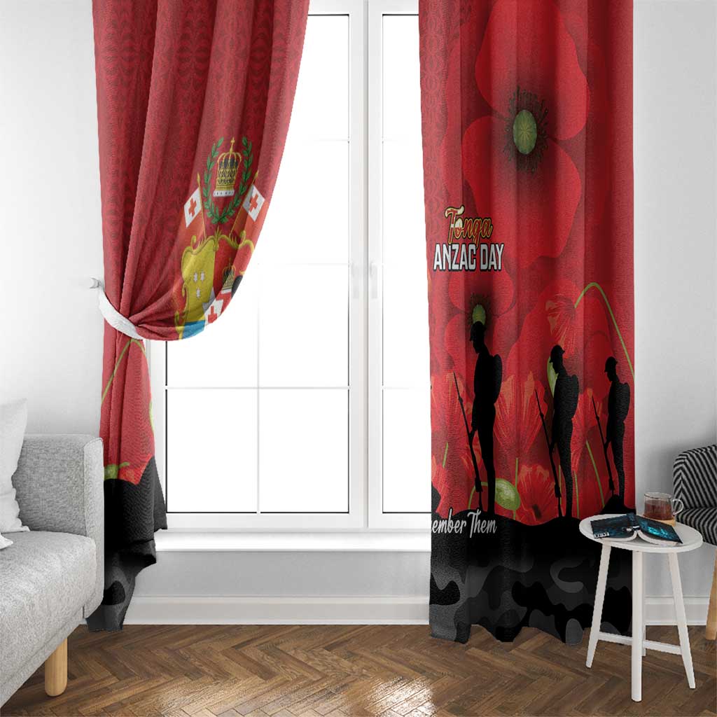 Tonga ANZAC Day Window Curtain Ngatu Pattern We Will Remember Them