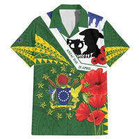 Cook Islands ANZAC Day Family Matching Mermaid Dress and Hawaiian Shirt Last Post Lest We Forget LT14 Dad's Shirt - Short Sleeve Green - Polynesian Pride
