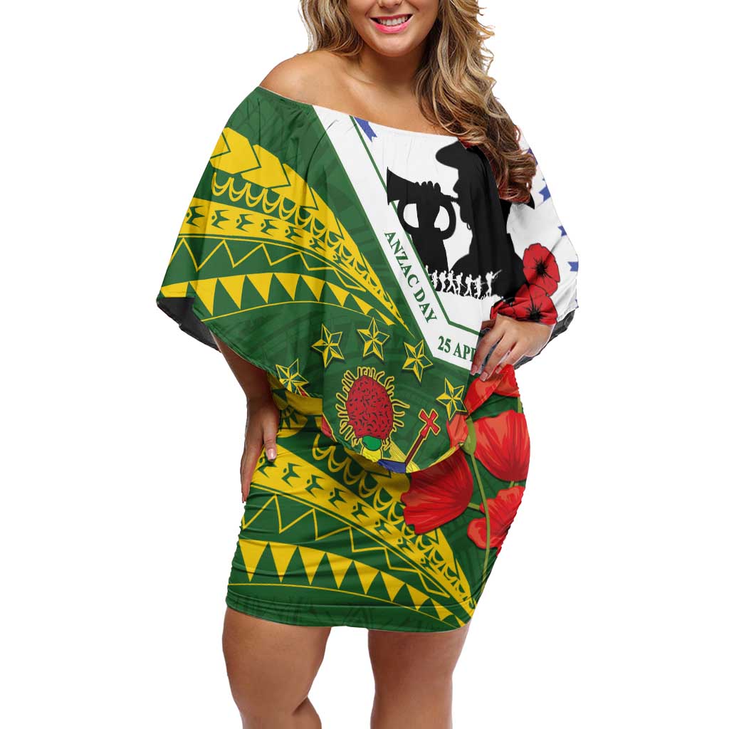 Cook Islands ANZAC Day Family Matching Off Shoulder Short Dress and Hawaiian Shirt Last Post Lest We Forget