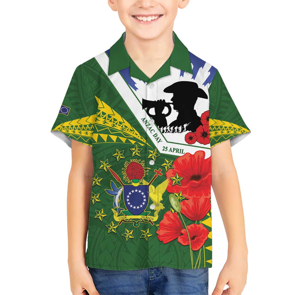 Cook Islands ANZAC Day Family Matching Off Shoulder Short Dress and Hawaiian Shirt Last Post Lest We Forget