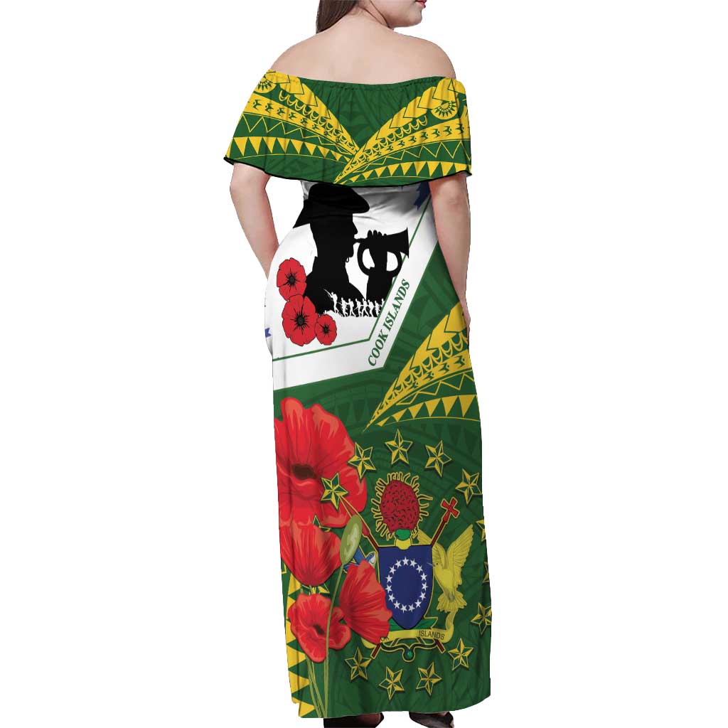 Cook Islands ANZAC Day Off Shoulder Maxi Dress Last Post Lest We Forget