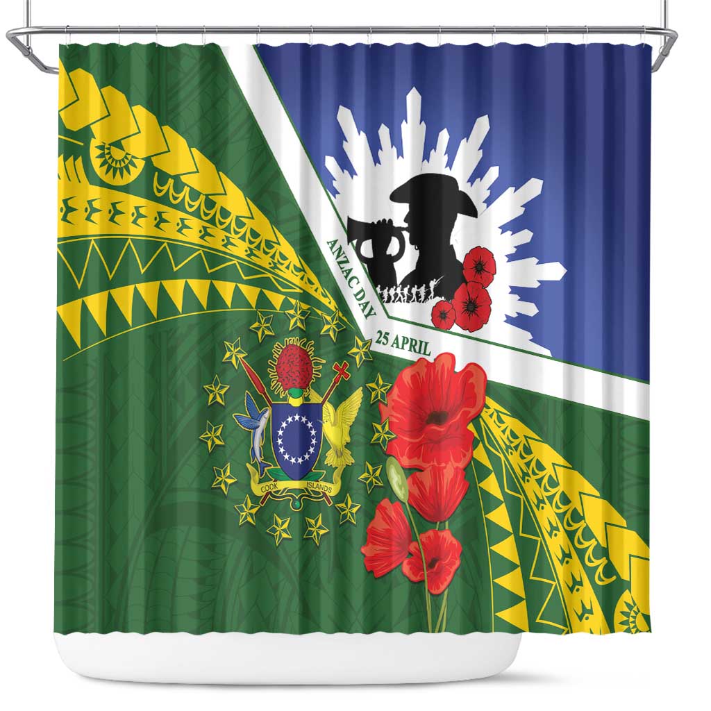 Cook Islands ANZAC Day Shower Curtain Last Post Lest We Forget