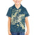 Cyan Polynesia Hammerhead Shark Tattoo With Plumeria Lei Family Matching Long Sleeve Bodycon Dress and Hawaiian Shirt