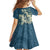 Cyan Polynesia Hammerhead Shark Tattoo With Plumeria Lei Family Matching Mermaid Dress and Hawaiian Shirt