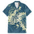 Cyan Polynesia Hammerhead Shark Tattoo With Plumeria Lei Family Matching Mermaid Dress and Hawaiian Shirt