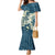 Cyan Polynesia Hammerhead Shark Tattoo With Plumeria Lei Family Matching Mermaid Dress and Hawaiian Shirt