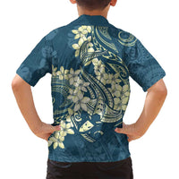 Cyan Polynesia Hammerhead Shark Tattoo With Plumeria Lei Family Matching Summer Maxi Dress and Hawaiian Shirt LT14 - Polynesian Pride