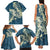 Cyan Polynesia Hammerhead Shark Tattoo With Plumeria Lei Family Matching Tank Maxi Dress and Hawaiian Shirt