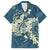 Cyan Polynesia Hammerhead Shark Tattoo With Plumeria Lei Family Matching Tank Maxi Dress and Hawaiian Shirt