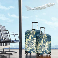 Cyan Polynesia Hammerhead Shark Tattoo With Plumeria Lei Luggage Cover