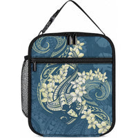 Cyan Polynesia Hammerhead Shark Tattoo With Plumeria Lei Lunch Bag LT14 10.2 × 8.3 × 4.3 inch Cyan - Polynesian Pride