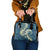 Cyan Polynesia Hammerhead Shark Tattoo With Plumeria Lei Shoulder Handbag