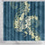 Cyan Polynesia Hammerhead Shark Tattoo With Plumeria Lei Shower Curtain