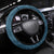 Cyan Polynesia Hammerhead Shark Tattoo With Plumeria Lei Steering Wheel Cover