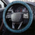 Cyan Polynesia Hammerhead Shark Tattoo With Plumeria Lei Steering Wheel Cover