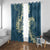 Cyan Polynesia Hammerhead Shark Tattoo With Plumeria Lei Window Curtain