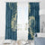 Cyan Polynesia Hammerhead Shark Tattoo With Plumeria Lei Window Curtain