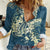 Cyan Polynesia Hammerhead Shark Tattoo With Plumeria Lei Women Casual Shirt