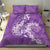 Purple Polynesia Hammerhead Shark Tattoo With Plumeria Lei Bedding Set