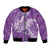 Purple Polynesia Hammerhead Shark Tattoo With Plumeria Lei Bomber Jacket