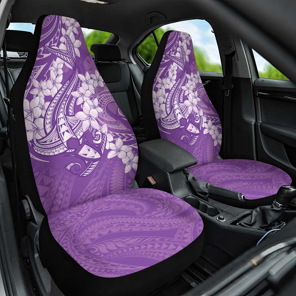 Purple Polynesia Hammerhead Shark Tattoo With Plumeria Lei Car Seat Cover