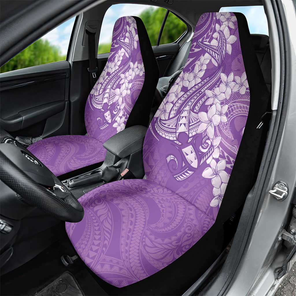 Purple Polynesia Hammerhead Shark Tattoo With Plumeria Lei Car Seat Cover