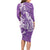 Purple Polynesia Hammerhead Shark Tattoo With Plumeria Lei Family Matching Long Sleeve Bodycon Dress and Hawaiian Shirt