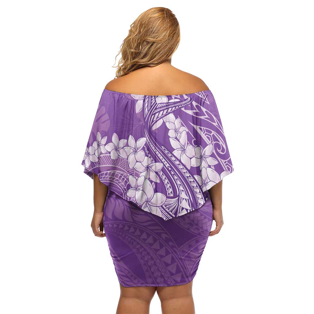 Purple Polynesia Hammerhead Shark Tattoo With Plumeria Lei Family Matching Off Shoulder Short Dress and Hawaiian Shirt