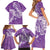 Purple Polynesia Hammerhead Shark Tattoo With Plumeria Lei Family Matching Short Sleeve Bodycon Dress and Hawaiian Shirt