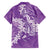 Purple Polynesia Hammerhead Shark Tattoo With Plumeria Lei Family Matching Short Sleeve Bodycon Dress and Hawaiian Shirt