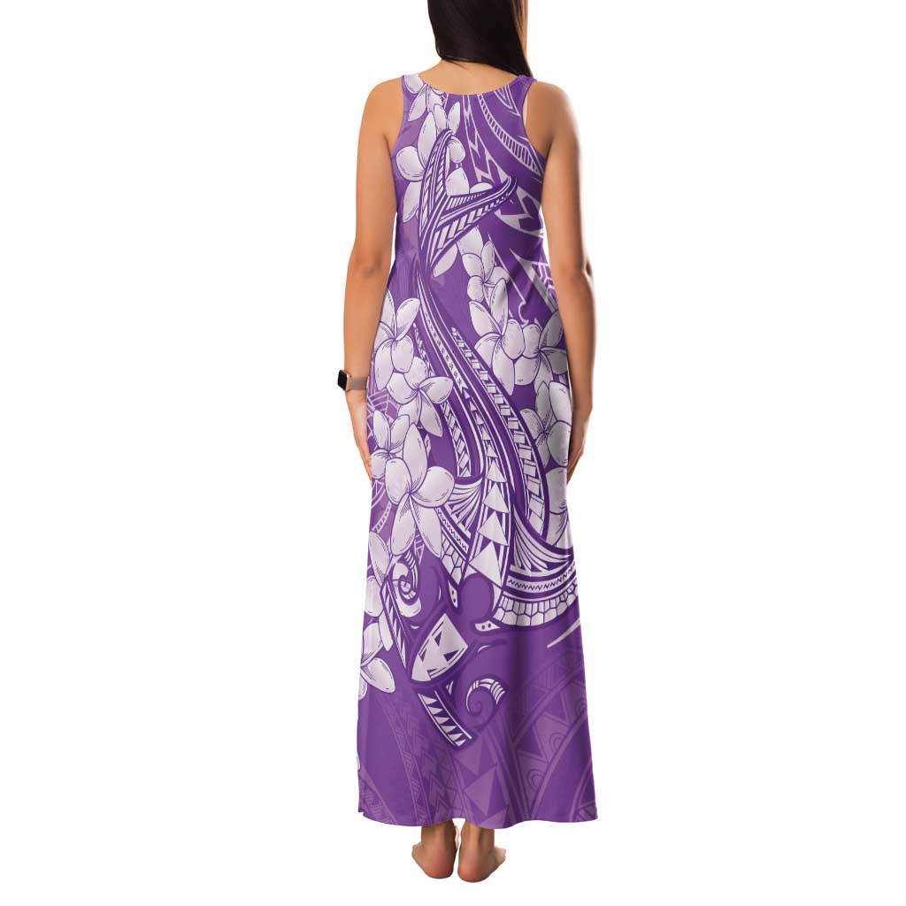 Purple Polynesia Hammerhead Shark Tattoo With Plumeria Lei Family Matching Tank Maxi Dress and Hawaiian Shirt