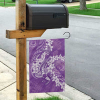 Purple Polynesia Hammerhead Shark Tattoo With Plumeria Lei Garden Flag