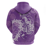 Purple Polynesia Hammerhead Shark Tattoo With Plumeria Lei Hoodie