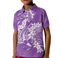 Purple Polynesia Hammerhead Shark Tattoo With Plumeria Lei Kid Polo Shirt