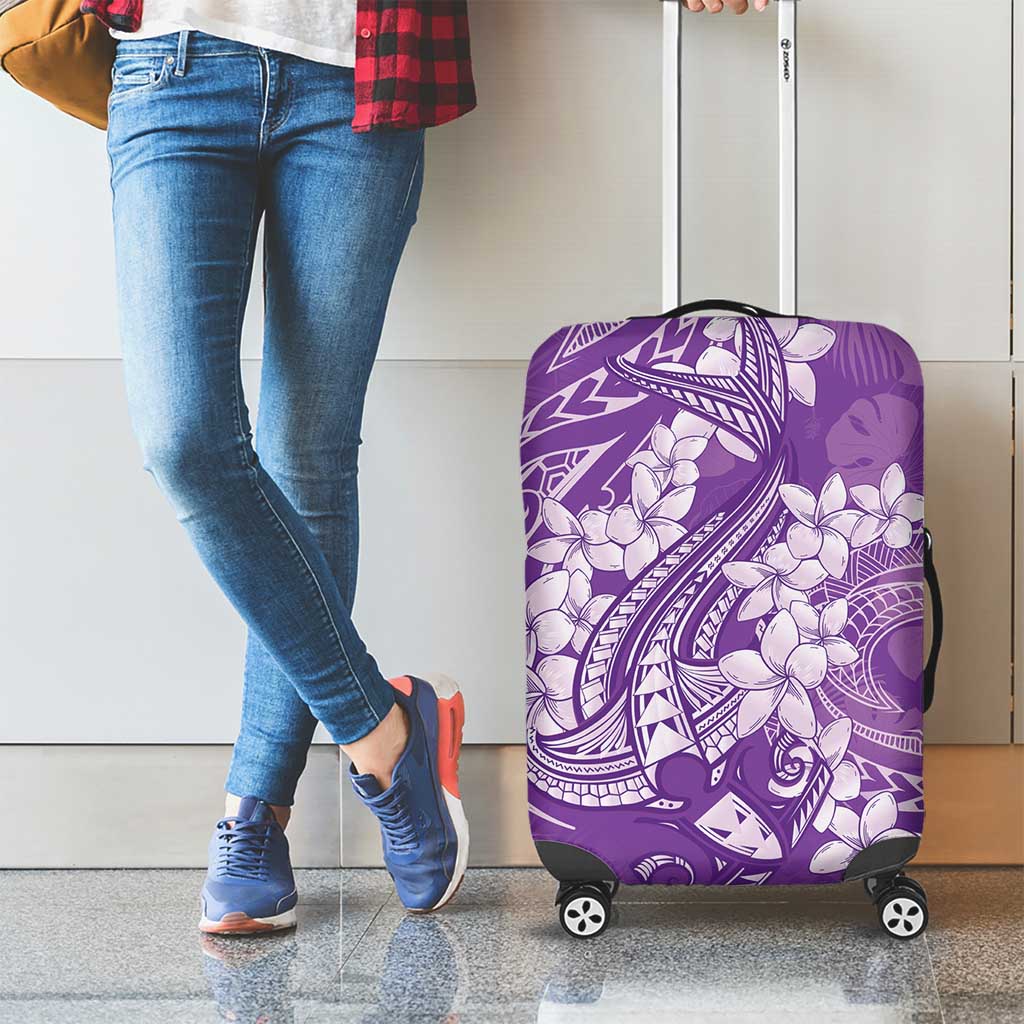 Purple Polynesia Hammerhead Shark Tattoo With Plumeria Lei Luggage Cover