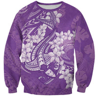 Purple Polynesia Hammerhead Shark Tattoo With Plumeria Lei Sweatshirt