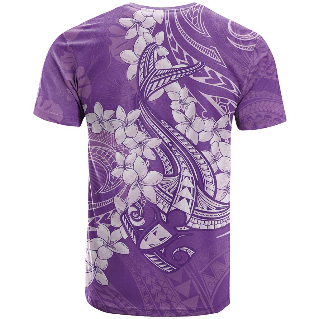 Purple Polynesia Hammerhead Shark Tattoo With Plumeria Lei T Shirt