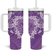 Purple Polynesia Hammerhead Shark Tattoo With Plumeria Lei Tumbler With Handle
