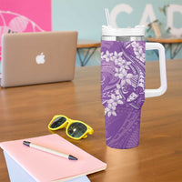 Purple Polynesia Hammerhead Shark Tattoo With Plumeria Lei Tumbler With Handle