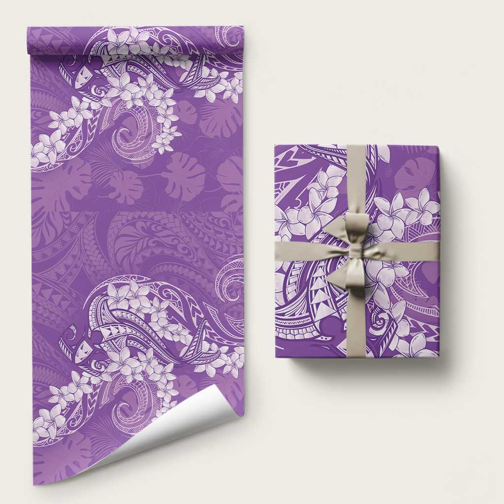 Purple Polynesia Hammerhead Shark Tattoo With Plumeria Lei Wrapping Paper - Polynesian Pride