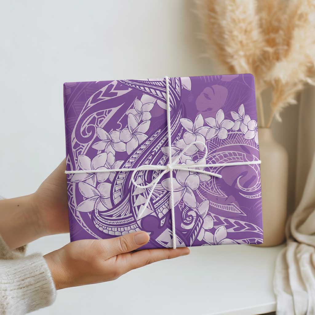 Purple Polynesia Hammerhead Shark Tattoo With Plumeria Lei Wrapping Paper - Polynesian Pride