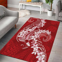 Red Polynesia Hammerhead Shark Tattoo With Plumeria Lei Area Rug