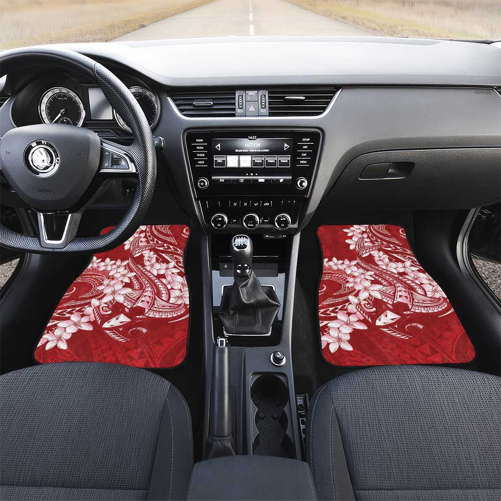 Red Polynesia Hammerhead Shark Tattoo With Plumeria Lei Car Mats