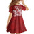 Red Polynesia Hammerhead Shark Tattoo With Plumeria Lei Family Matching Long Sleeve Bodycon Dress and Hawaiian Shirt