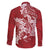 Red Polynesia Hammerhead Shark Tattoo With Plumeria Lei Family Matching Short Sleeve Bodycon Dress and Hawaiian Shirt