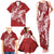 Red Polynesia Hammerhead Shark Tattoo With Plumeria Lei Family Matching Tank Maxi Dress and Hawaiian Shirt