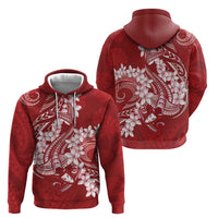 Red Polynesia Hammerhead Shark Tattoo With Plumeria Lei Hoodie
