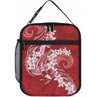 Red Polynesia Hammerhead Shark Tattoo With Plumeria Lei Lunch Bag LT14 10.2 × 8.3 × 4.3 inch Red - Polynesian Pride